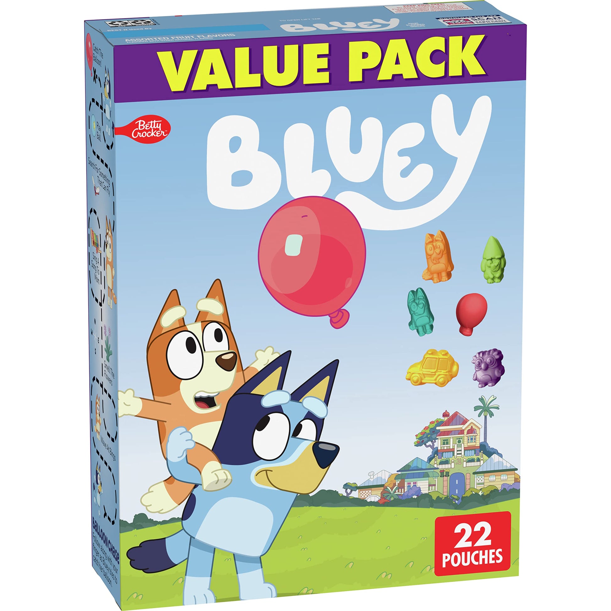 Betty Crocker Bluey Fruit Flavored Snacks, Treat Pouches, Gluten Free, 22 Ct