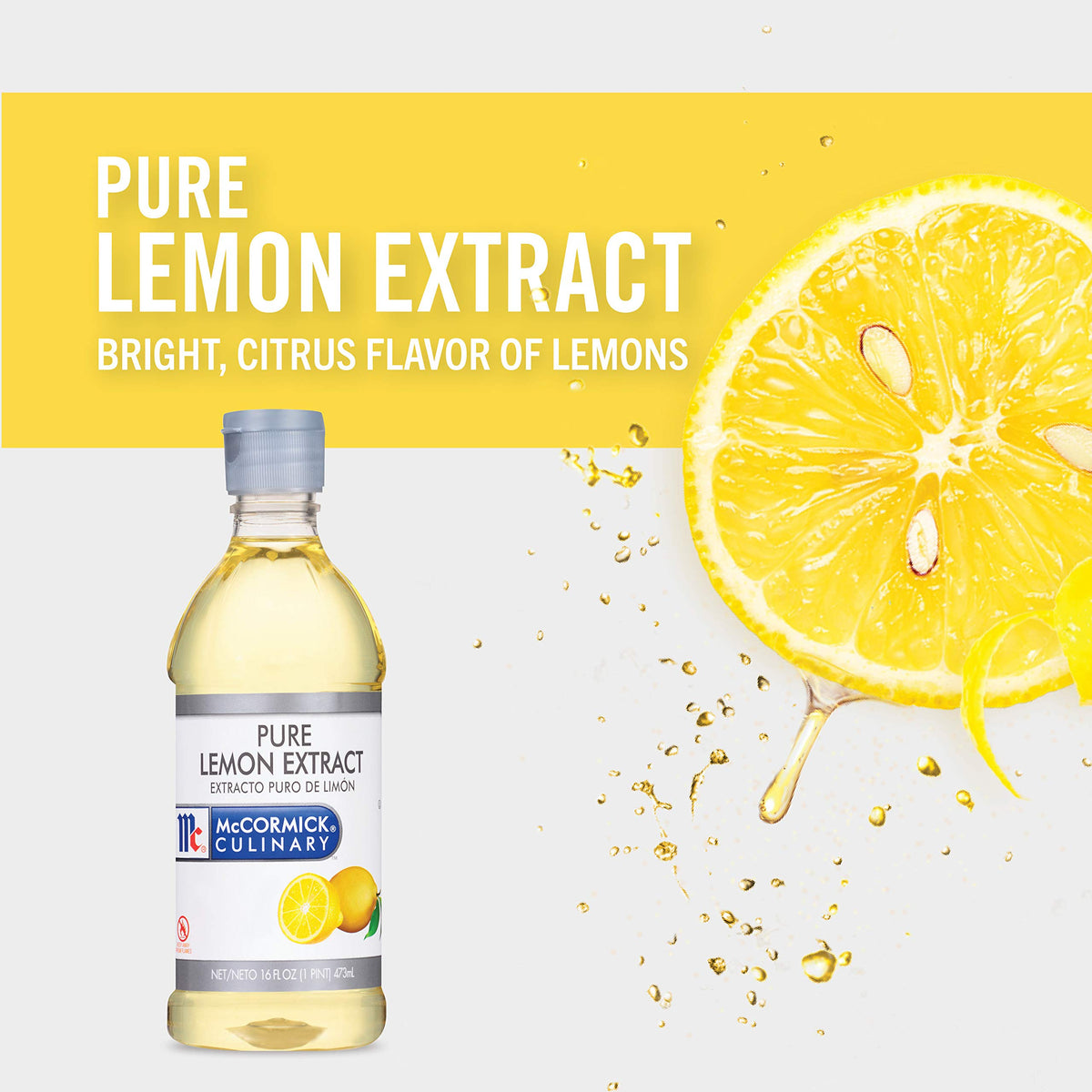 McCormick Culinary Pure Lemon Extract, 16 fl oz - Lemon Flavoring for Glazes and Fillings