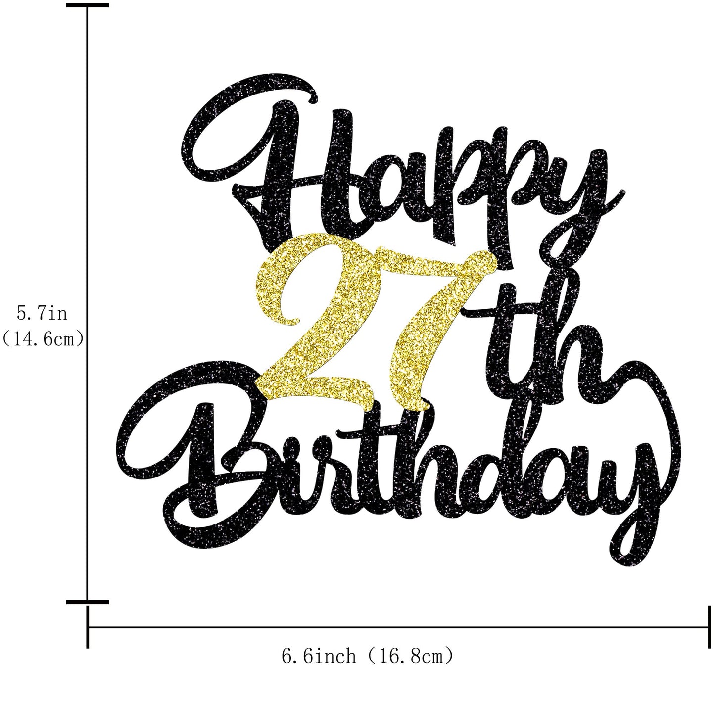 Klionjor 27Th Birthday Cake Topper - Happy Birthday Decoration For 27Th Birthday Party - Gift Plugin