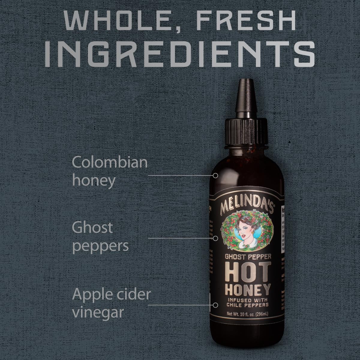 Melindas Ghost Hot Honey - 10 Oz, 1 Pack - Exra Spicy Honey Sauce Made With Fresh Ghost Peppers - Infused Sweet & Spicy Sauce Fo