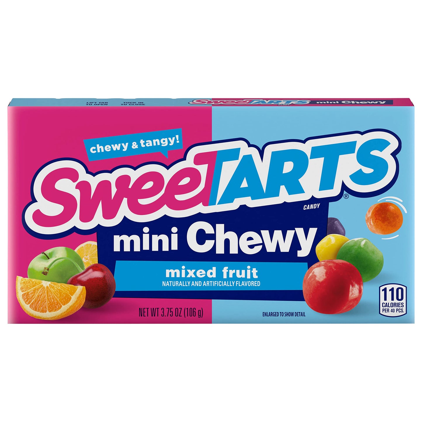 SweeTARTS Mini Chewy, Candy, Mixed Fruit, Theater Box, 3.75 oz, 12 count