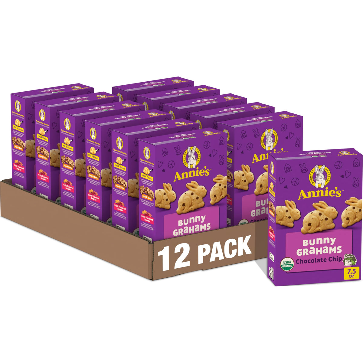 Annies Organic Bunny Grahams Snacks, Chocolate Chip, 7.5 oz (Pack of 12)