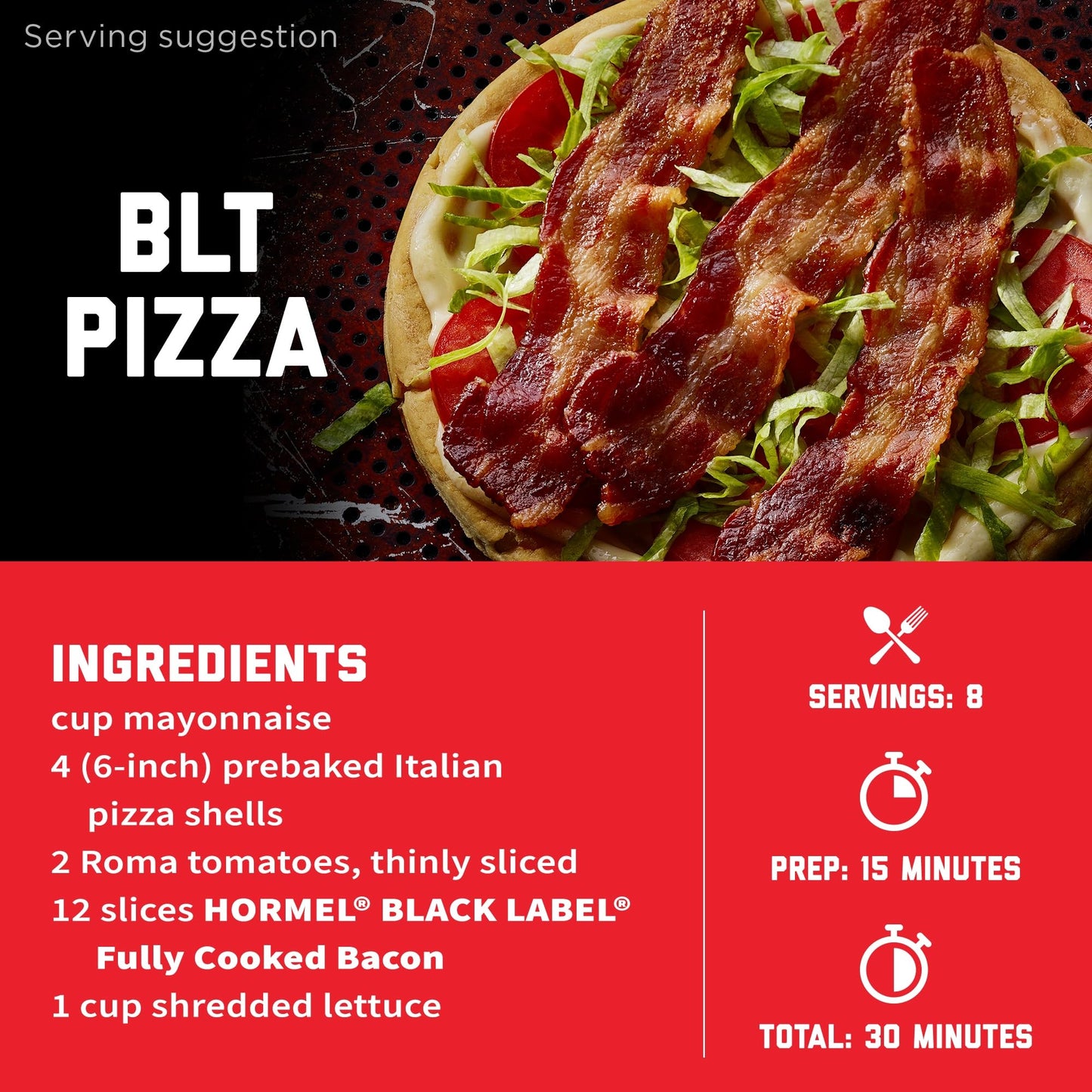 HORMEL BLACK LABEL Thick Cut Bacon  Fully Cooked Bacon  Gluten-Free Snacks  Family Pack - 6.3oz