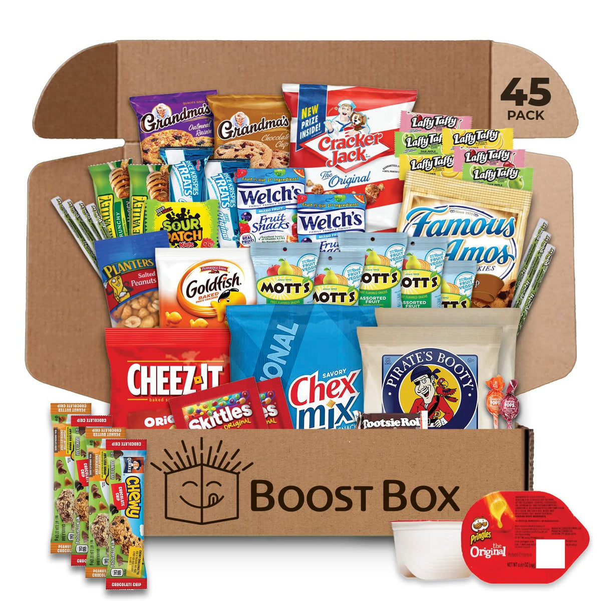 BoostBox Premium Snack Boxes Variety Pack - 45 Count Gift Sampler for Kids, Adults, Office Staff, College Students