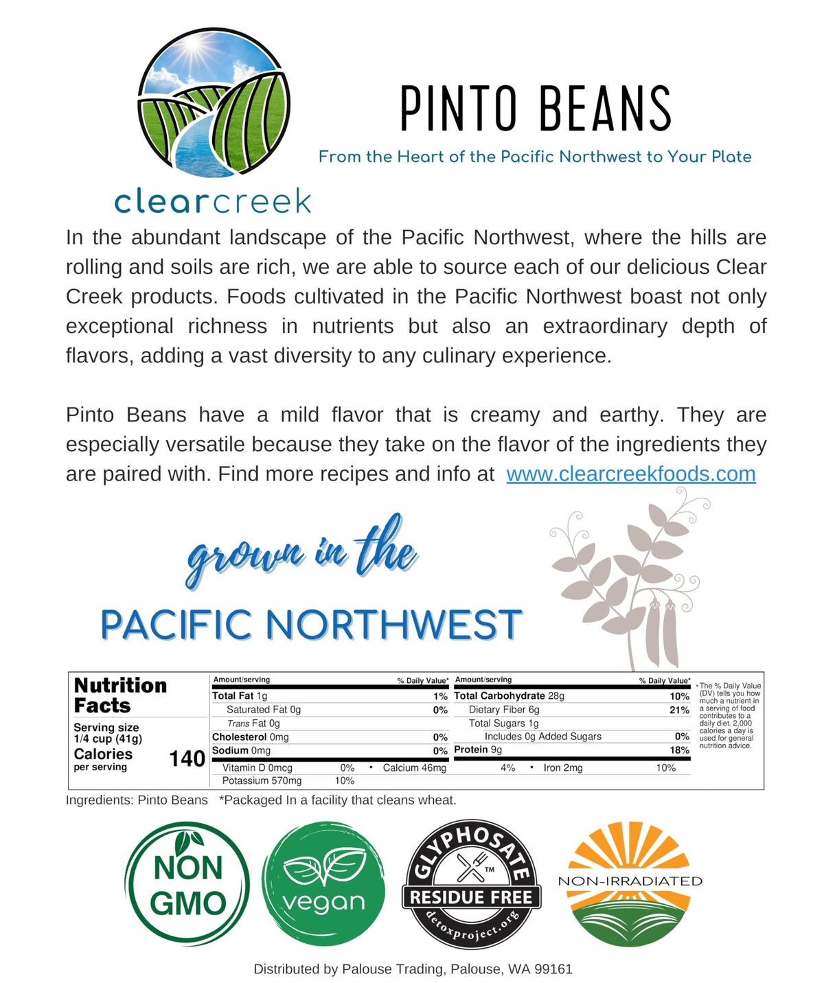 Certified Glyphosate Residue Free Pinto Beans | 18 Lbs | Non-Gmo | Kosher