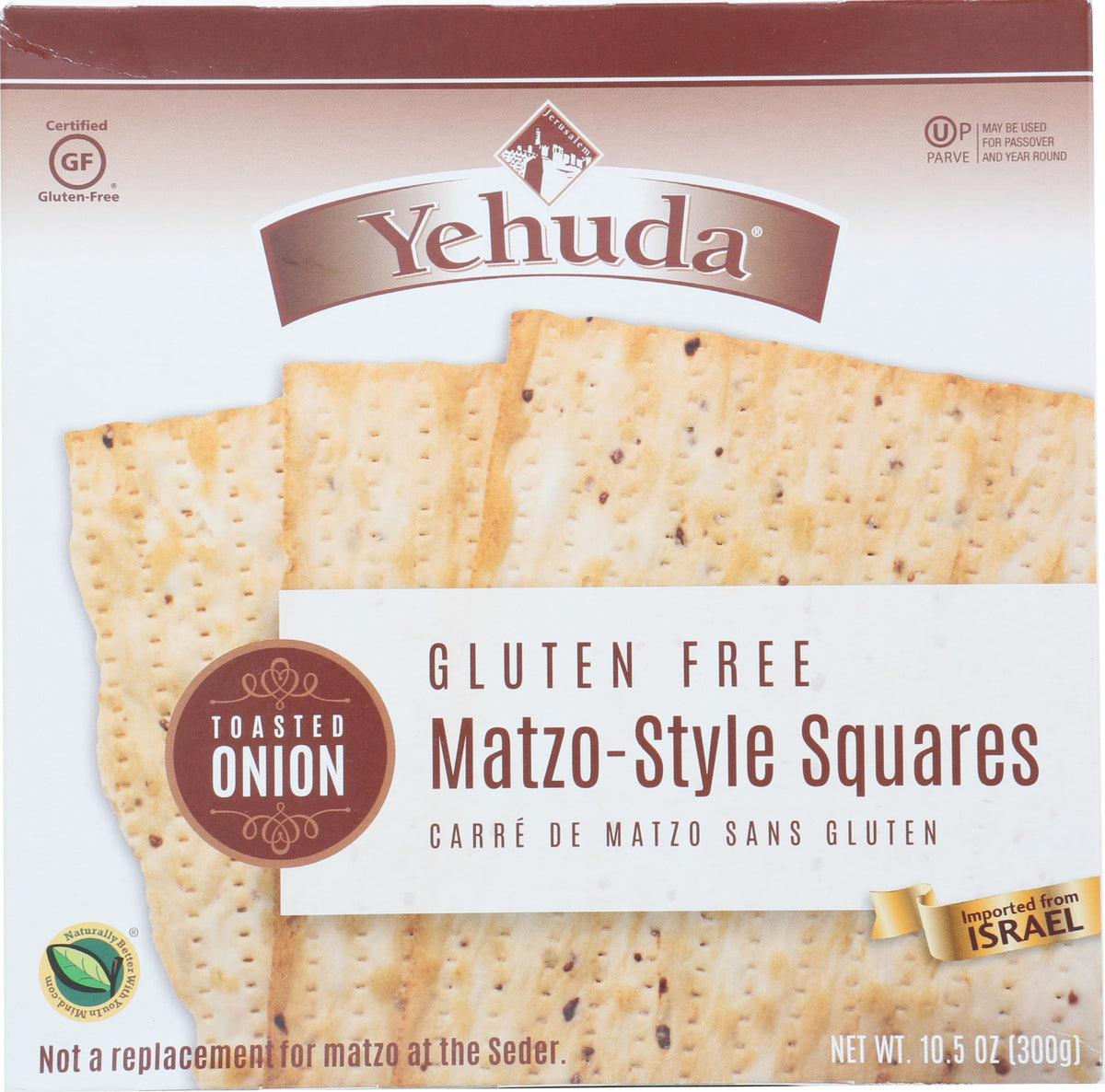 Yehuda Matzo Toasted Onion Matzo Squares, Gluten Free, 10.5 oz