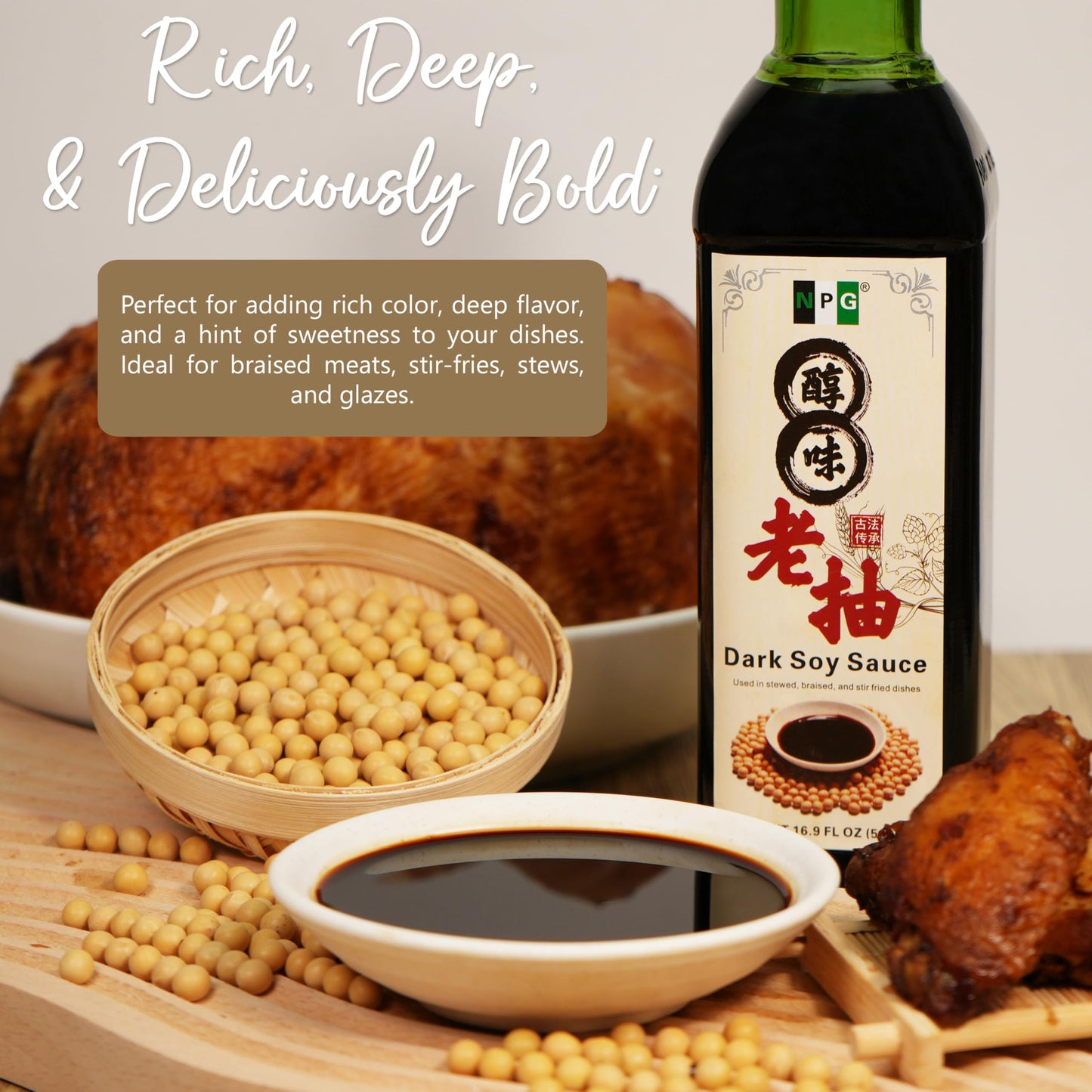 Npg Premium Dark Soy Sauce 16.9 Fl Oz, All Purpose Seasoning For Sushi, Chinese & Korean Cuisine, Authentic Flavor Enhancer For