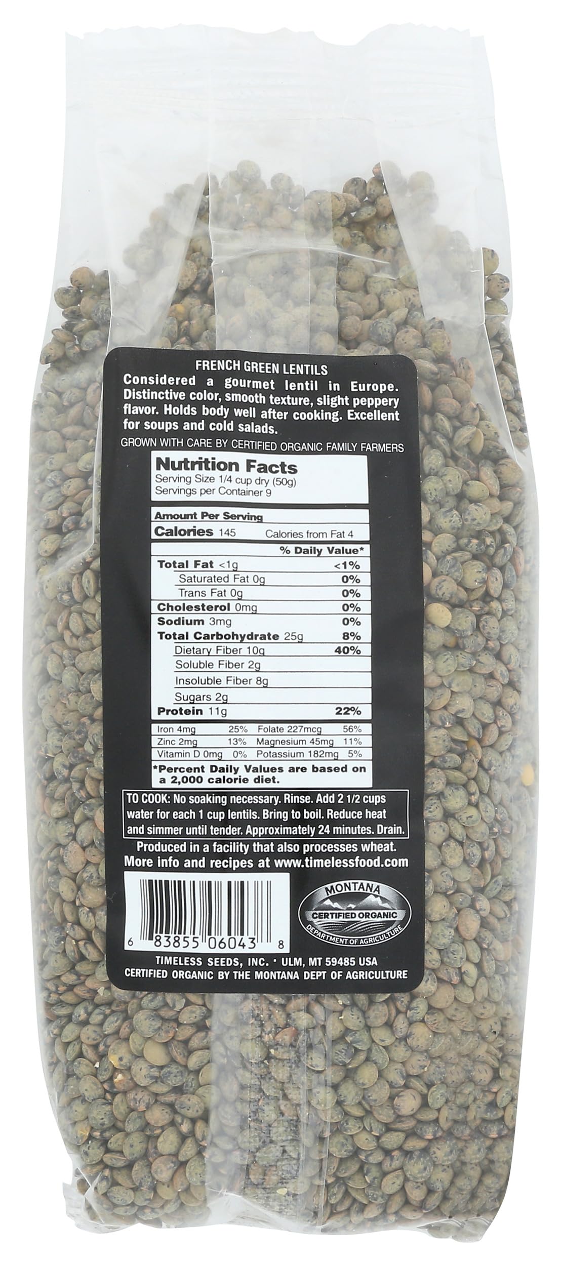 Timeless Organic Green Du Puy Lentils, 16 Oz