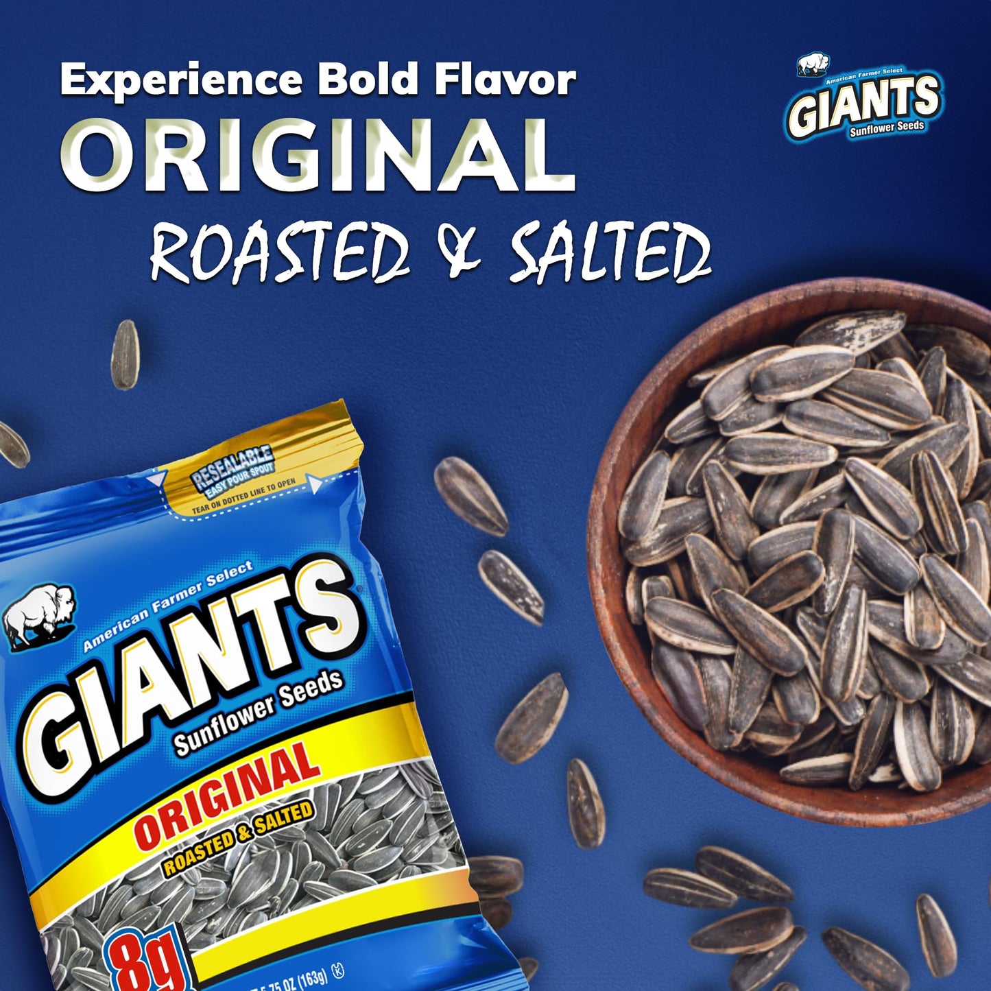 GIANTS Original Salted Jumbo Sized Sunflower Seeds 5.75-Ounce Bags (Pack of 12)