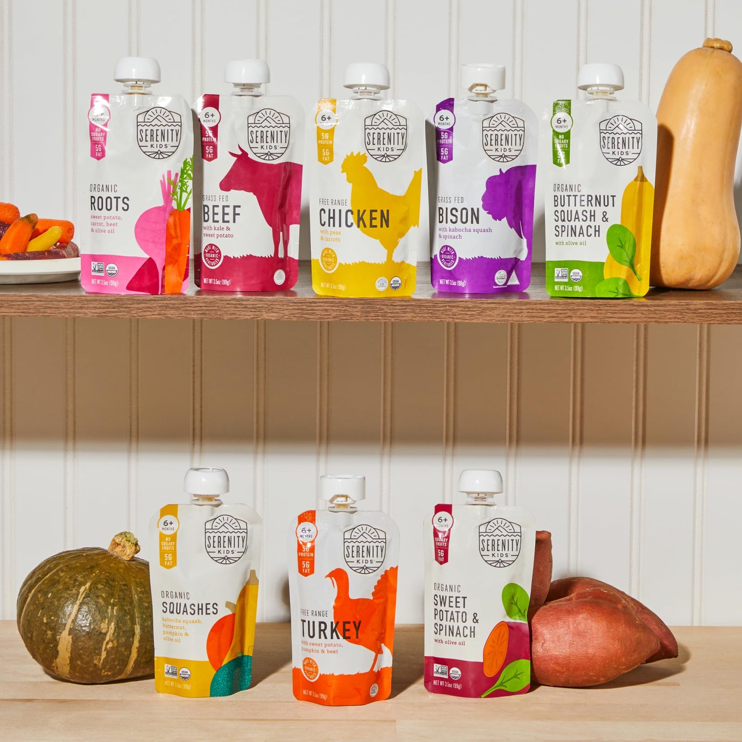 Serenity Kids 6+ Months Meats + Veggies Mixed Baby Food Puree Pouch Variety Pack 18 Count- No Sugary Fruits Or Added Sugar - 3.5 Oz Bpa & Allergen Free Pouch- Baby Puree Variety Pack - Pouches - Bison