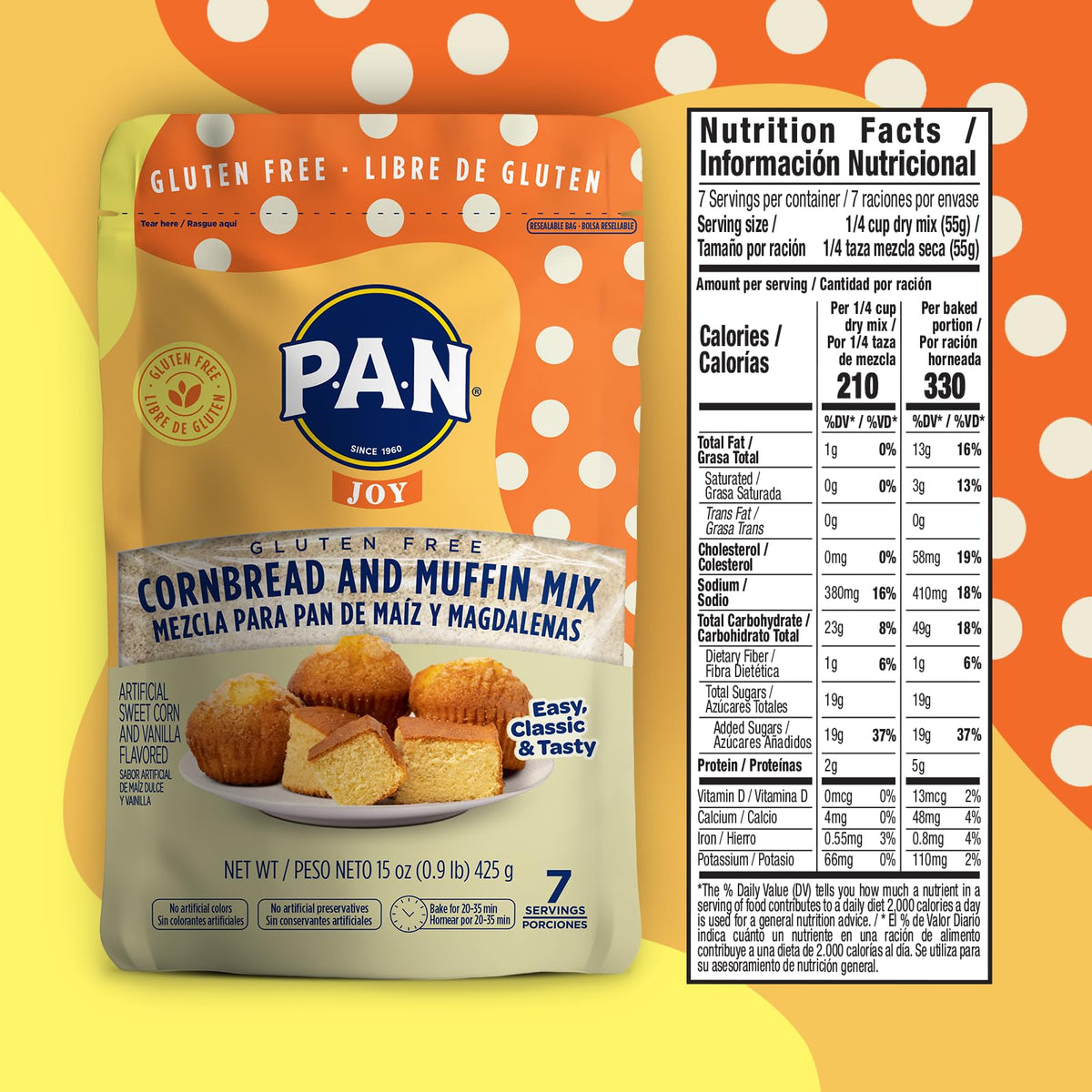 P.A.N Cornbread and Muffin Mix - Gluten Free Baking Mix 0.9 lb. (6 Pack)
