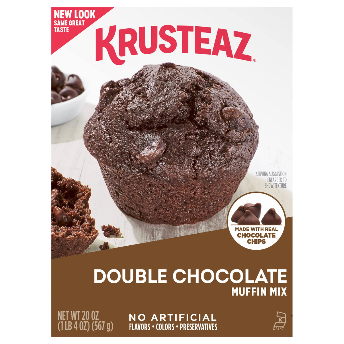 Krusteaz Double Chocolate Muffin Mix, Made With Real Chocolate Chips, 20 Oz Boxes (Pack Of 12)