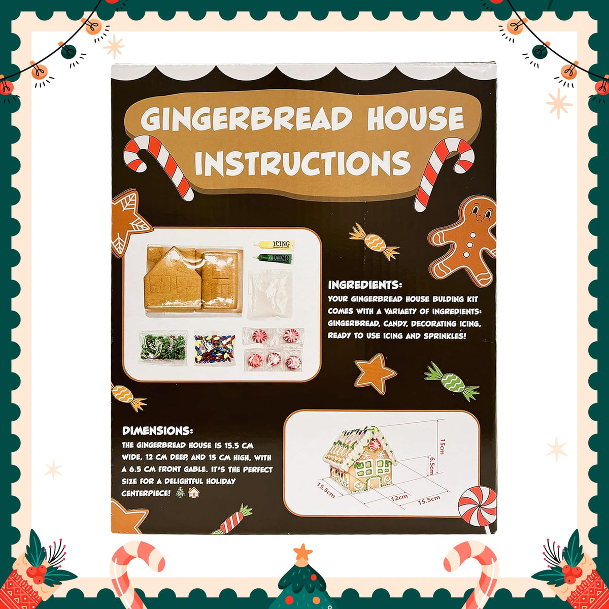 2 Pack Gingerbread Cookie House Kit - (12.75 Oz And 2 Lbs) - Easy To Decorate - Includes Everything Needed To Assemble And Decor