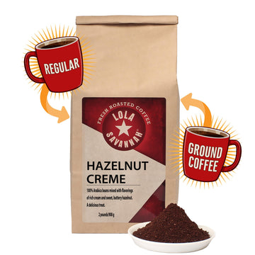 Lola Savannah Hazelnut Crème Ground Coffee, 2lb Bag, Premium Arabica Beans, Caffeinated, Black