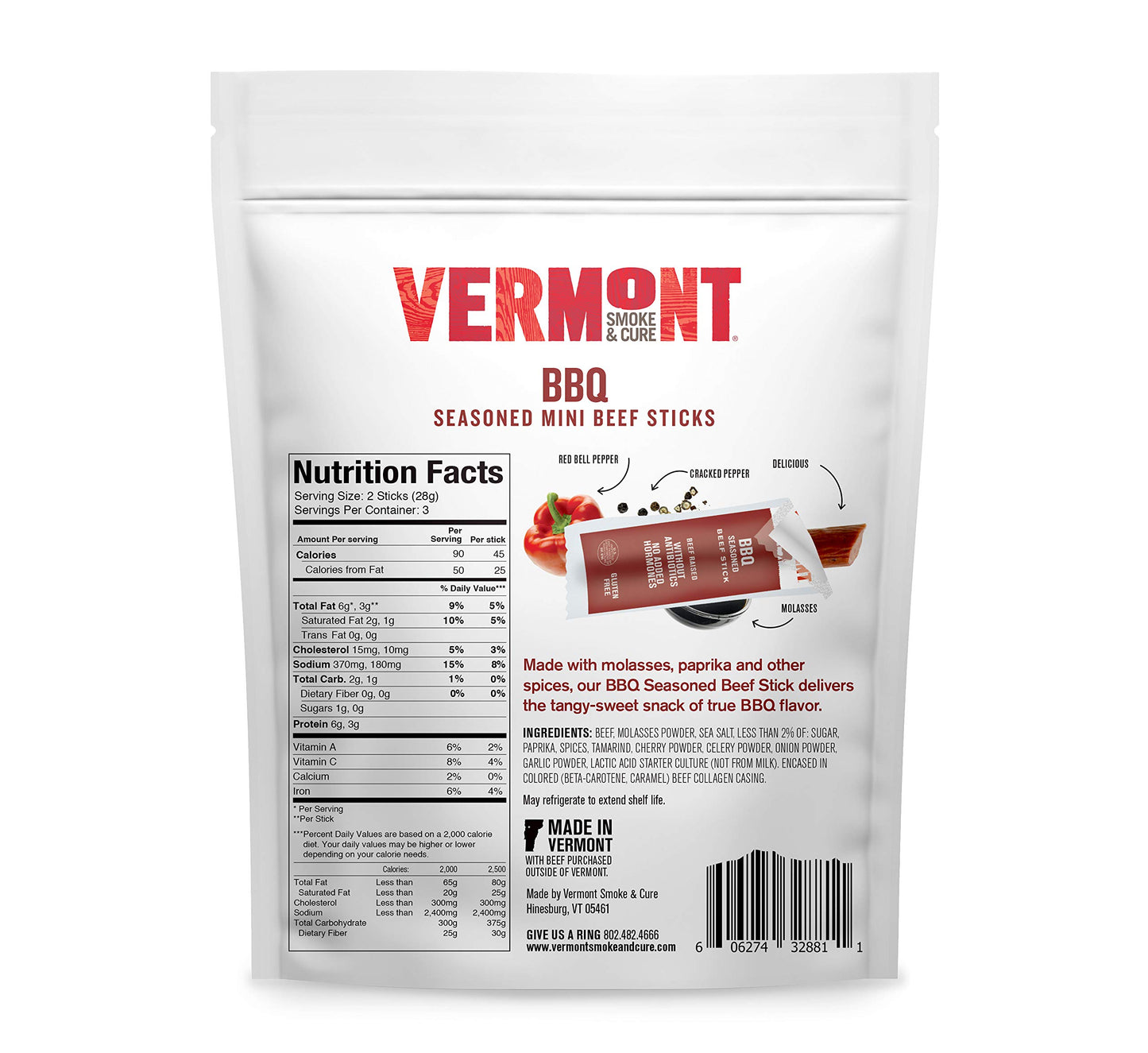 Vermont Smoke & Cure Abf Bbq Beef Sticks, 3 Oz