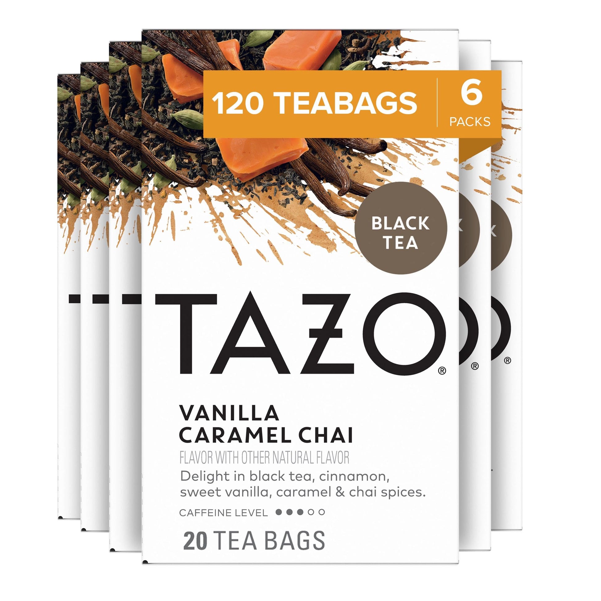 TAZO Chai Tea Bags, Vanilla Caramel, 120 Total Bags, Caffeinated, Pack of 6, Model 68769689