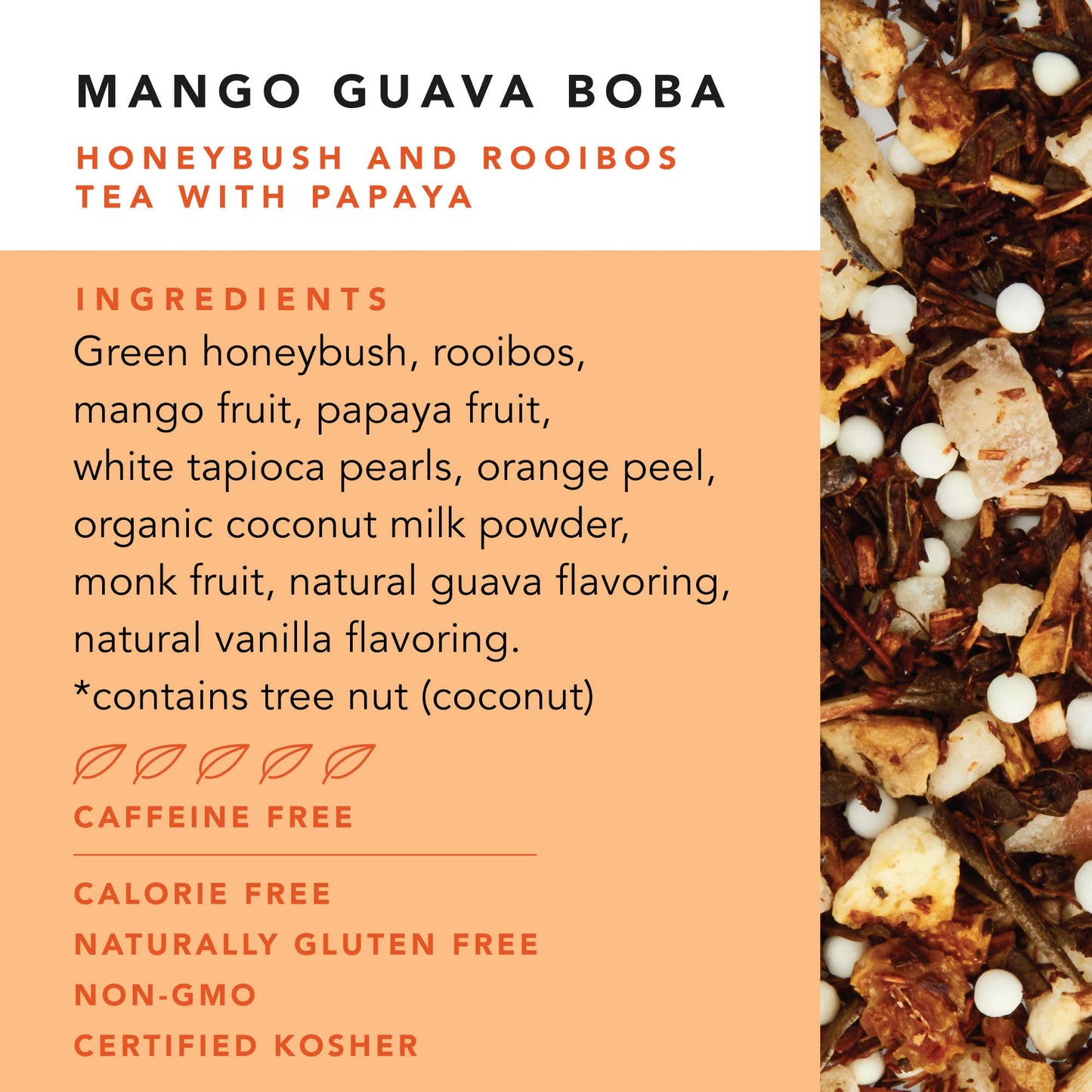 Pinky Up Mango Guava Boba Tea Sachets - Calorie Free Whole Leaf Rooibos Tea Bubble Tea - Boba Gift 12 Biodegradable Tea Bags