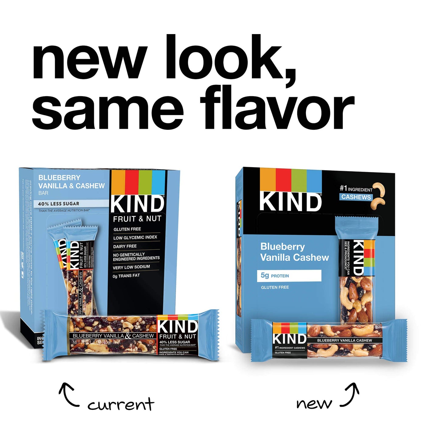 KIND Nut Bars, Blueberry Vanilla & Cashew, Gluten Free, 5g Protein, 6 Count