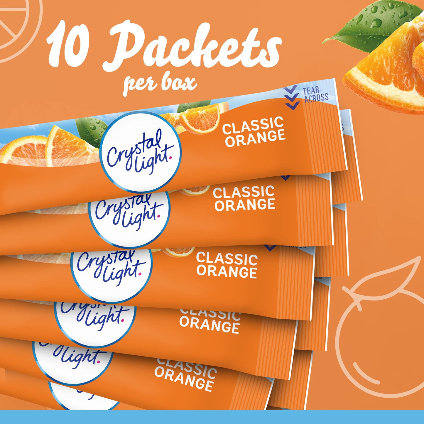 Crystal Light Classic Orange Naturally Flavored Powdered Drink Mix, 120 ct Pack, 12 Boxes of 10 On-the-Go-Packets
