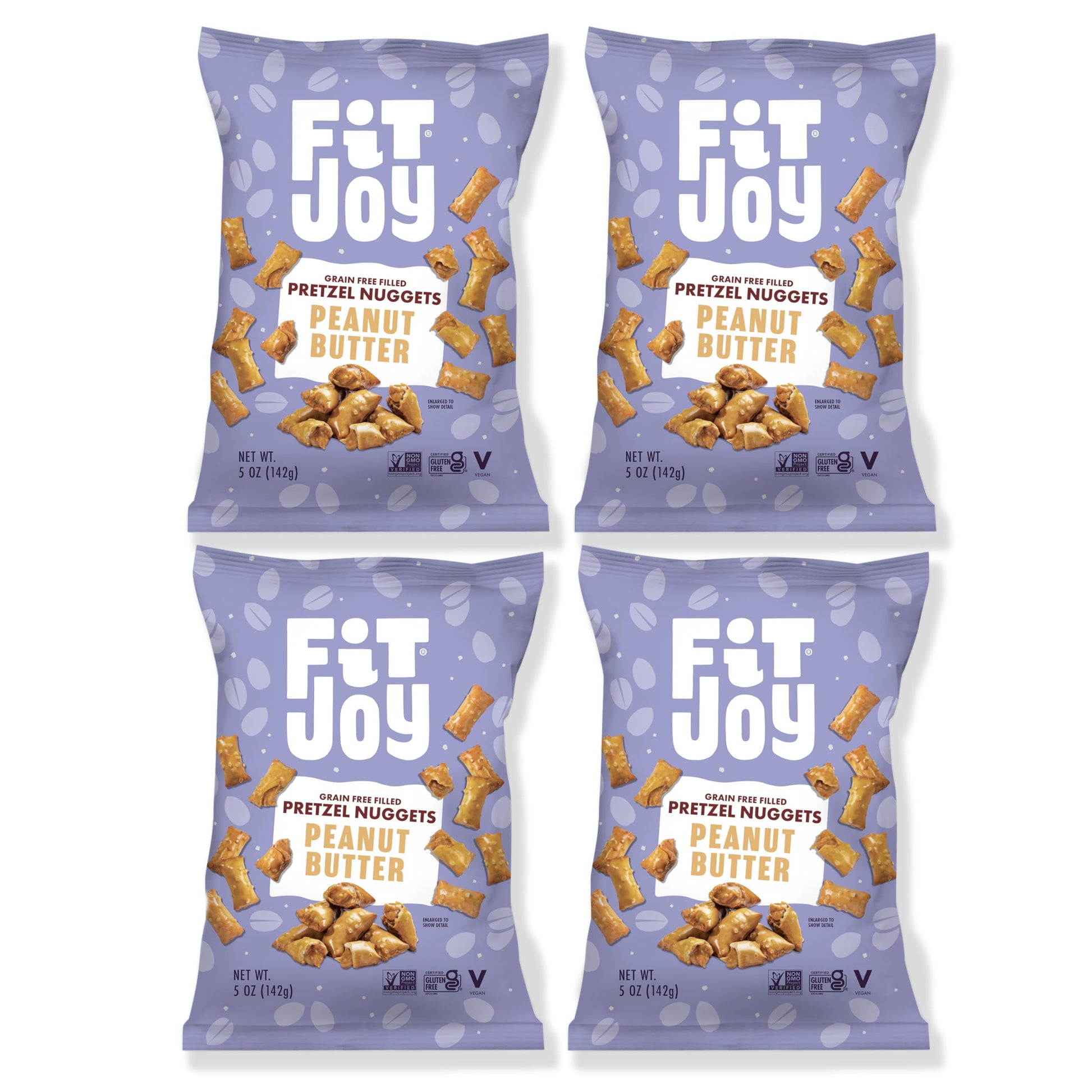 FitJoy Peanut Butter Filled Pretzel Nuggets (4 Pack, 5 Oz) - Gluten, Dairy & Corn Free Peanut Butter Snacks - Grain Free Cassava
