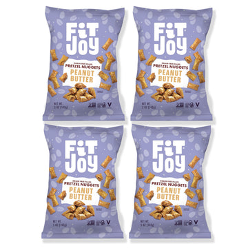 FitJoy Peanut Butter Filled Pretzel Nuggets (4 Pack, 5 Oz) - Gluten, Dairy & Corn Free Peanut Butter Snacks - Grain Free Cassava