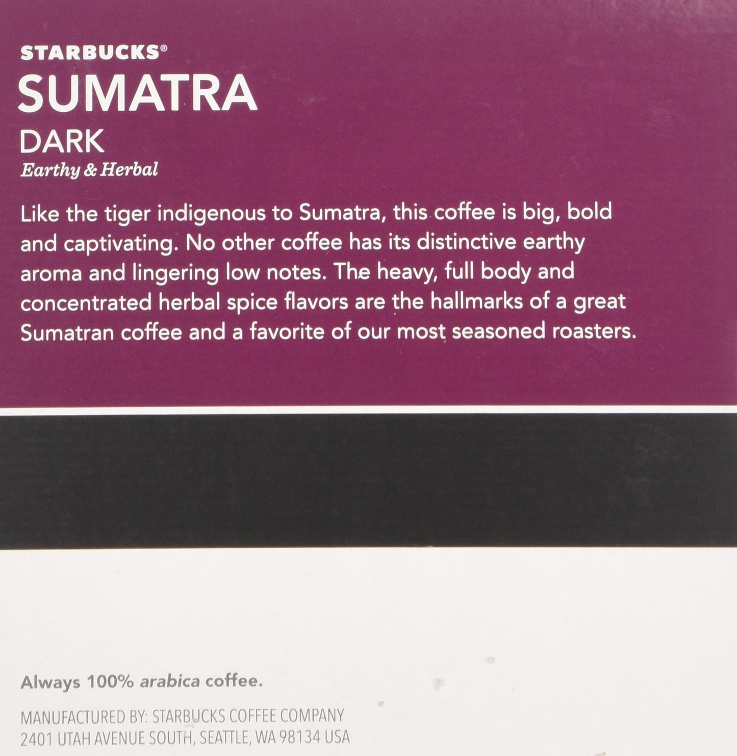 Starbucks K-Cup Pods, Sumatra Coffee, 24 Count (Pack of 2)
