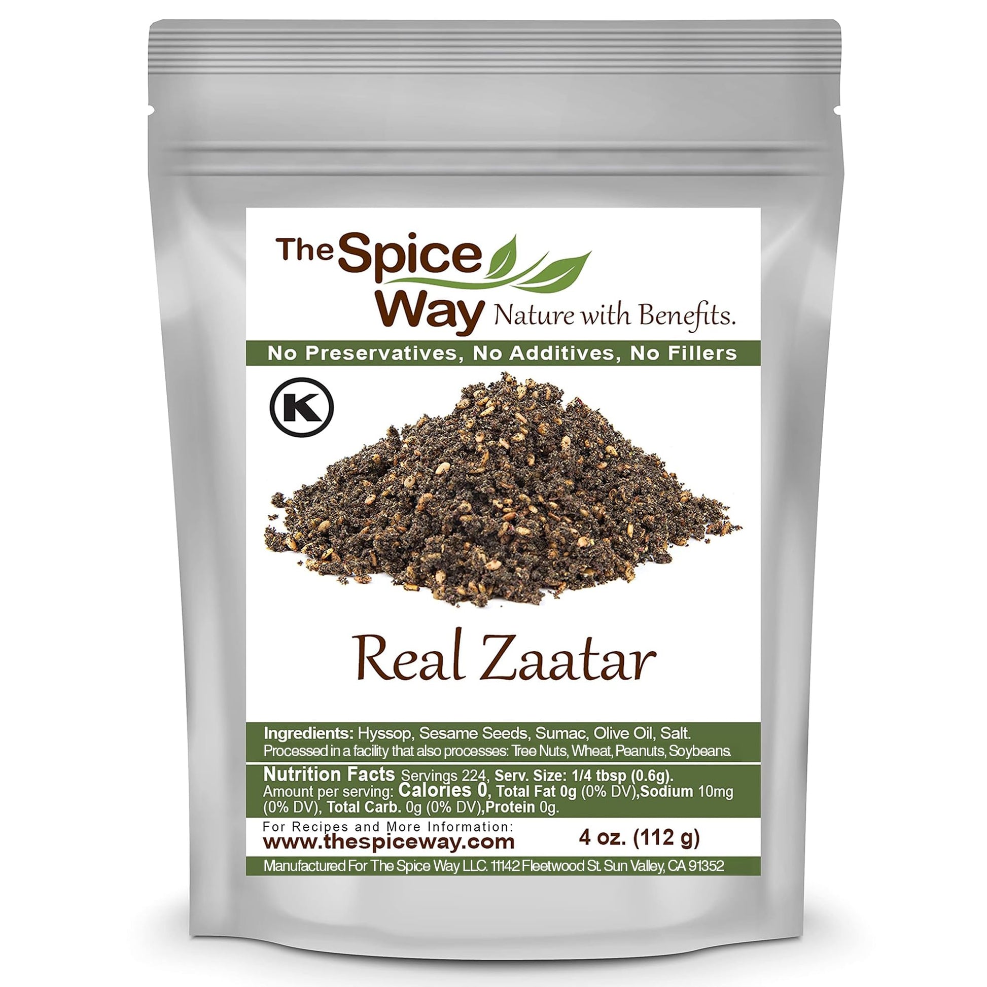 The Spice Way - Real Zaatar With Hyssop Spice Blend | 4 Oz | (No Thyme That Is Used As An Hyssop Substitute). With Sumac. No Additives  No Perservatives  (Za Atar/Zatar/Zahtar/Zahatar/Za Atar)