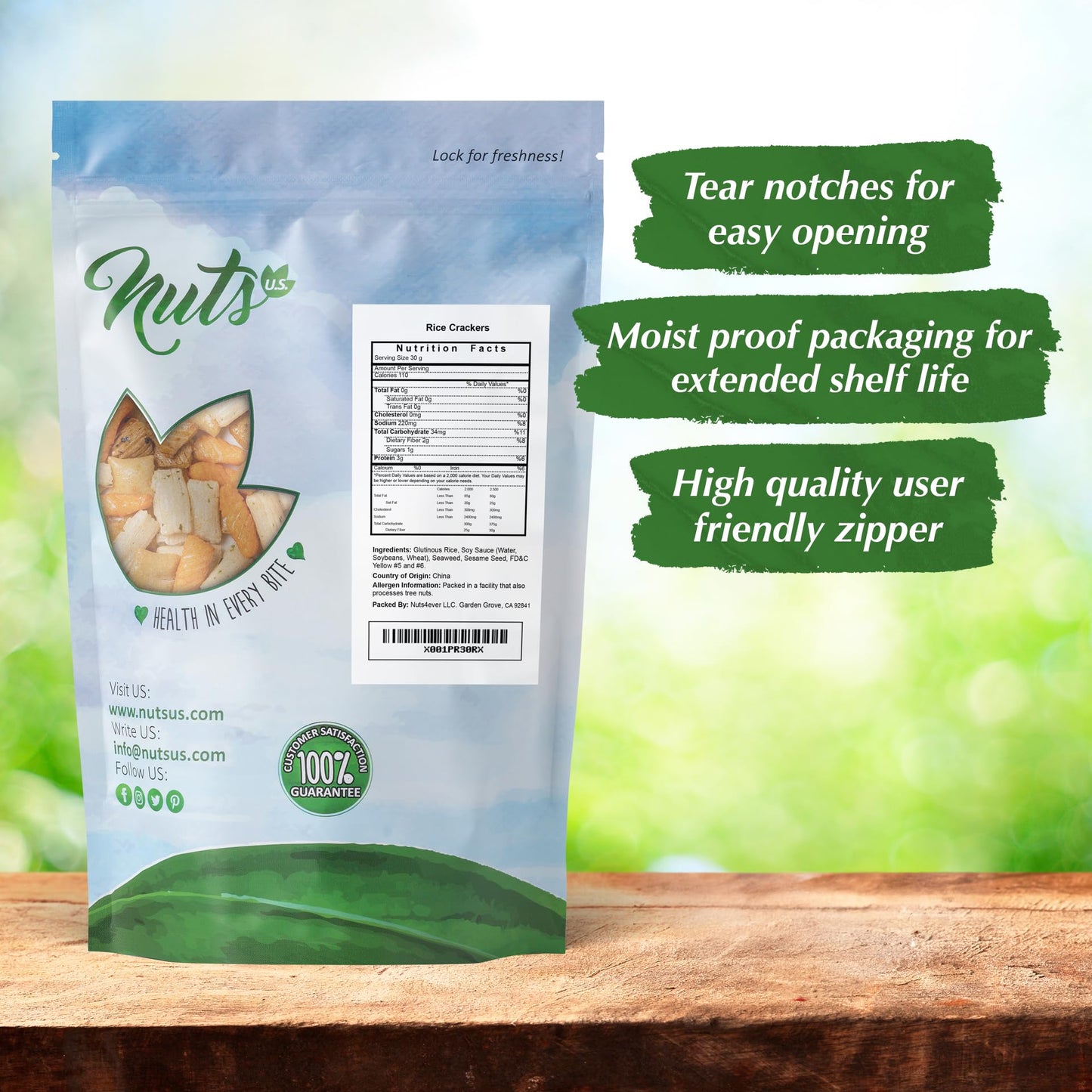 NUTS - U.S. Oriental Rice  ers, Crunchy & Spicy, No Artificial Colors, Non-GMO, 16 Ounce Resealable Bag