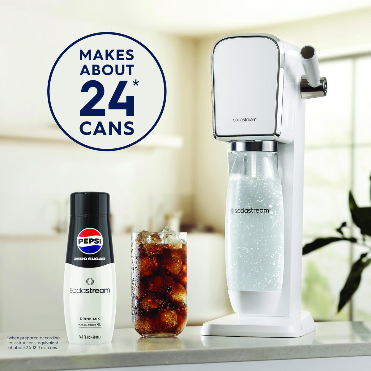 SodaStream Pepsi Zero Sugar Beverage Mix (440ml, Pack of 4)