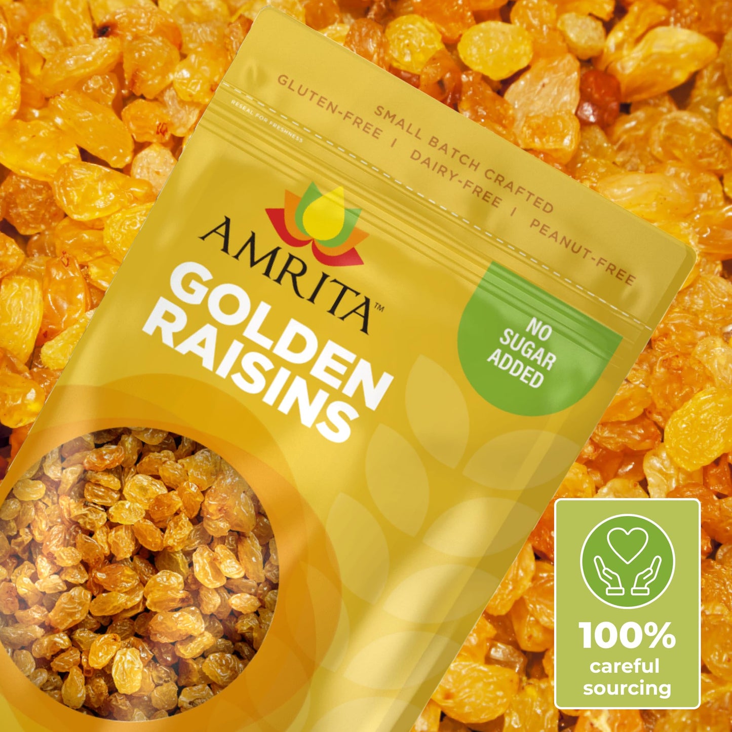 Amrita Golden Raisins, No Added Sugar, Gluten Free, 4 lb Resealable Bag, Yellow and White, Vegan Snacks