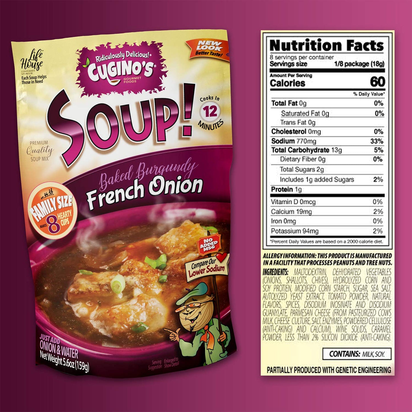 Cugino'S French Onion Soup Mix, 6 Pack, Traditional Baked Burgundy Homemade Taste With Fresh Herbs And Spices, Cooks In 12 Minut