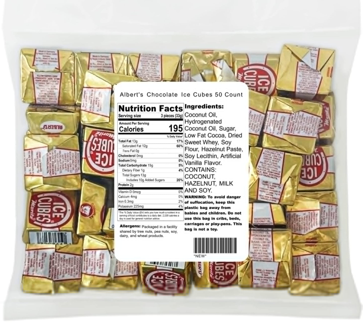 AlbertS Chocolate Ice Cubes 50 Count