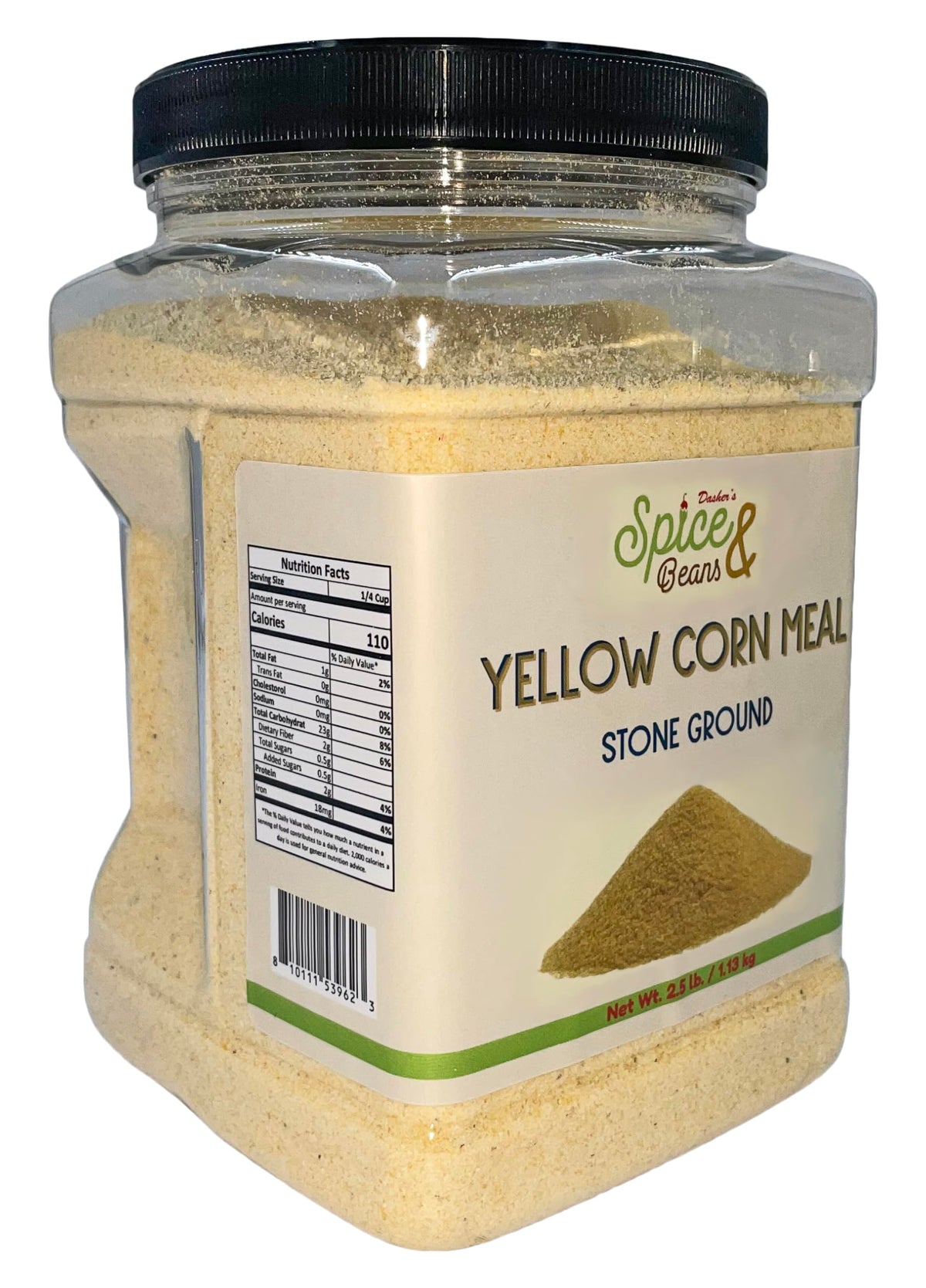 Stone Ground Yellow Corn Meal | Enriched | By Dasher'S Spice & Beans | 2.5 Lb. Cannister
