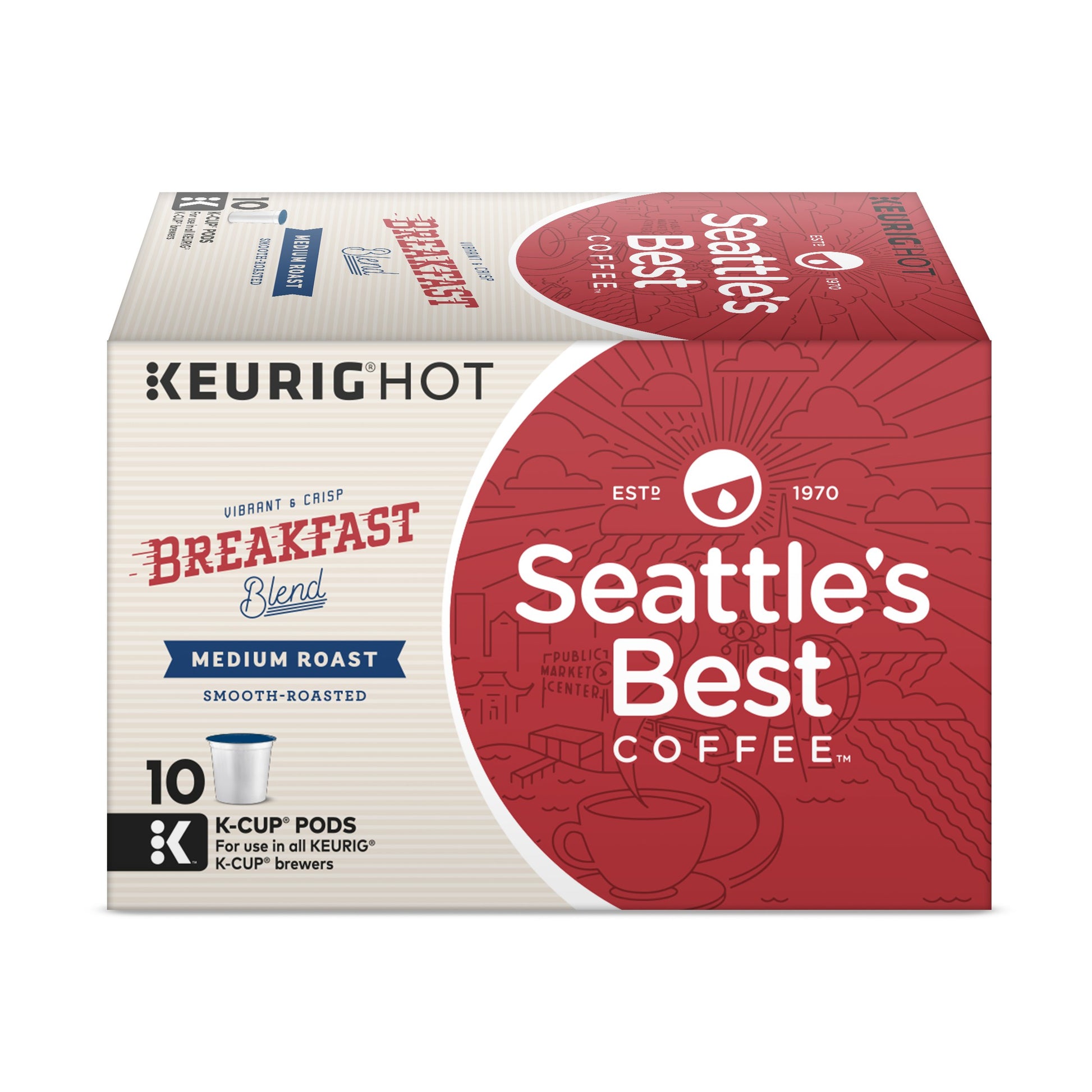 SeattleS Best Coffee Breakfast Blend Medium Roast Single Cup Coffee  10 Ct