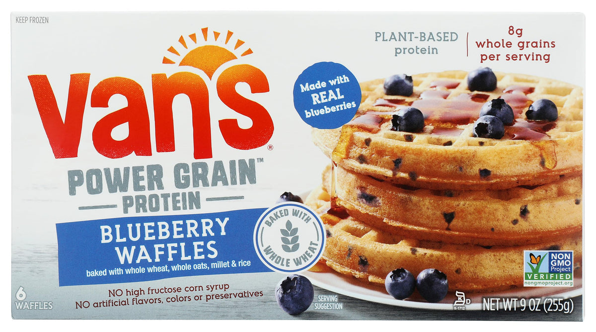 Vans International Foods Blueberry Plant Based Protein Waffles, 9 Oz