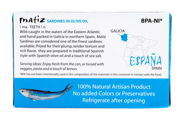 Matiz Sardines in Olive Oil, Wild Caught, 4.2 Ounce Can, Pack of 12