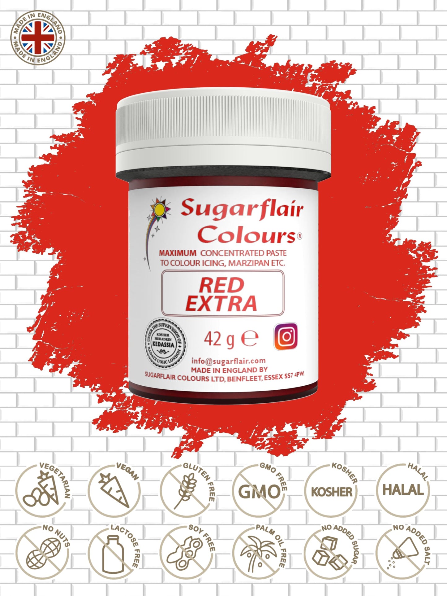 Sugarflair Maximum Concentrated Paste Edible Food Colouring 42g - Red Extra