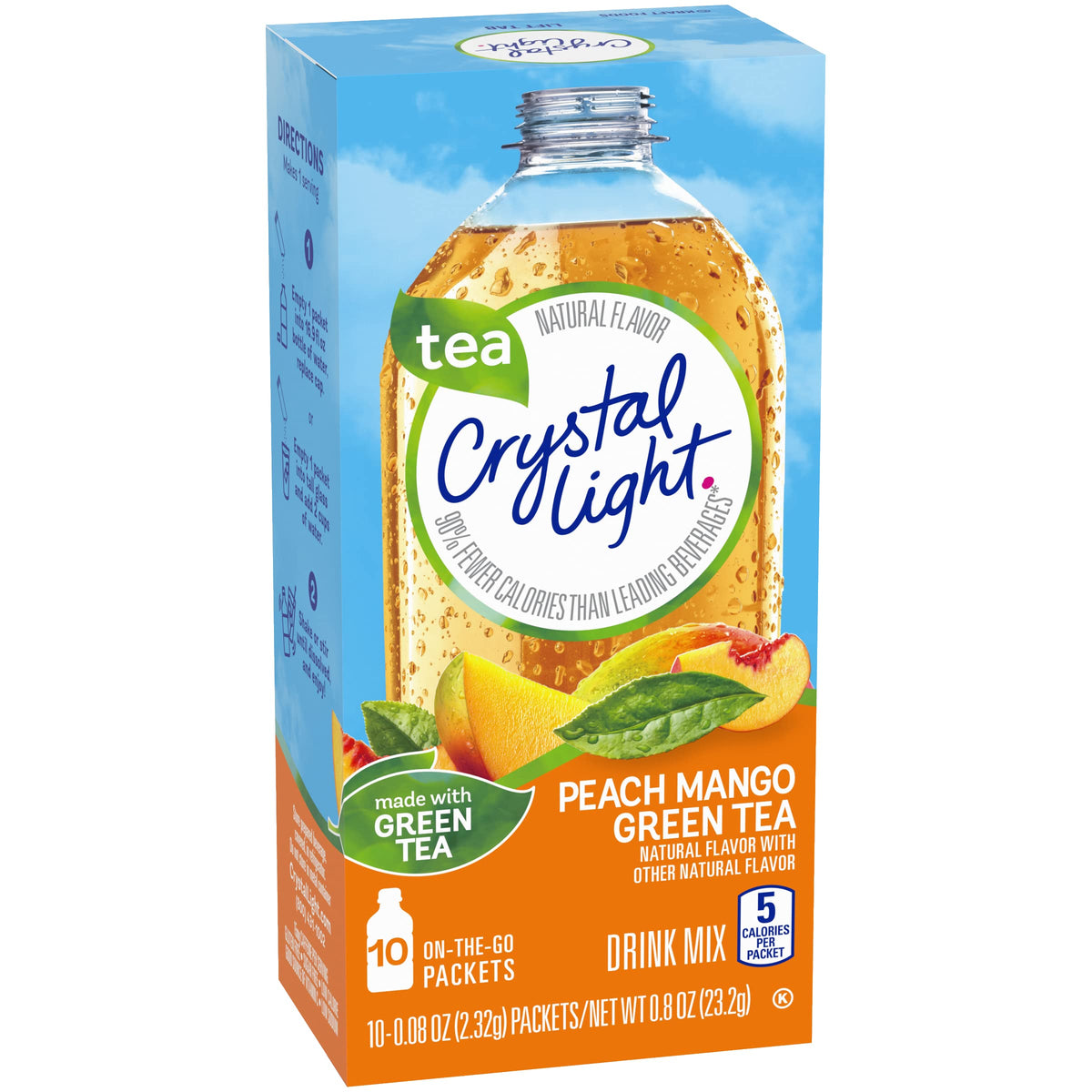Crystal Light On The Go Peach Mango Green Tea Drink Mix, 10-Packet Box (Pack Of 9)
