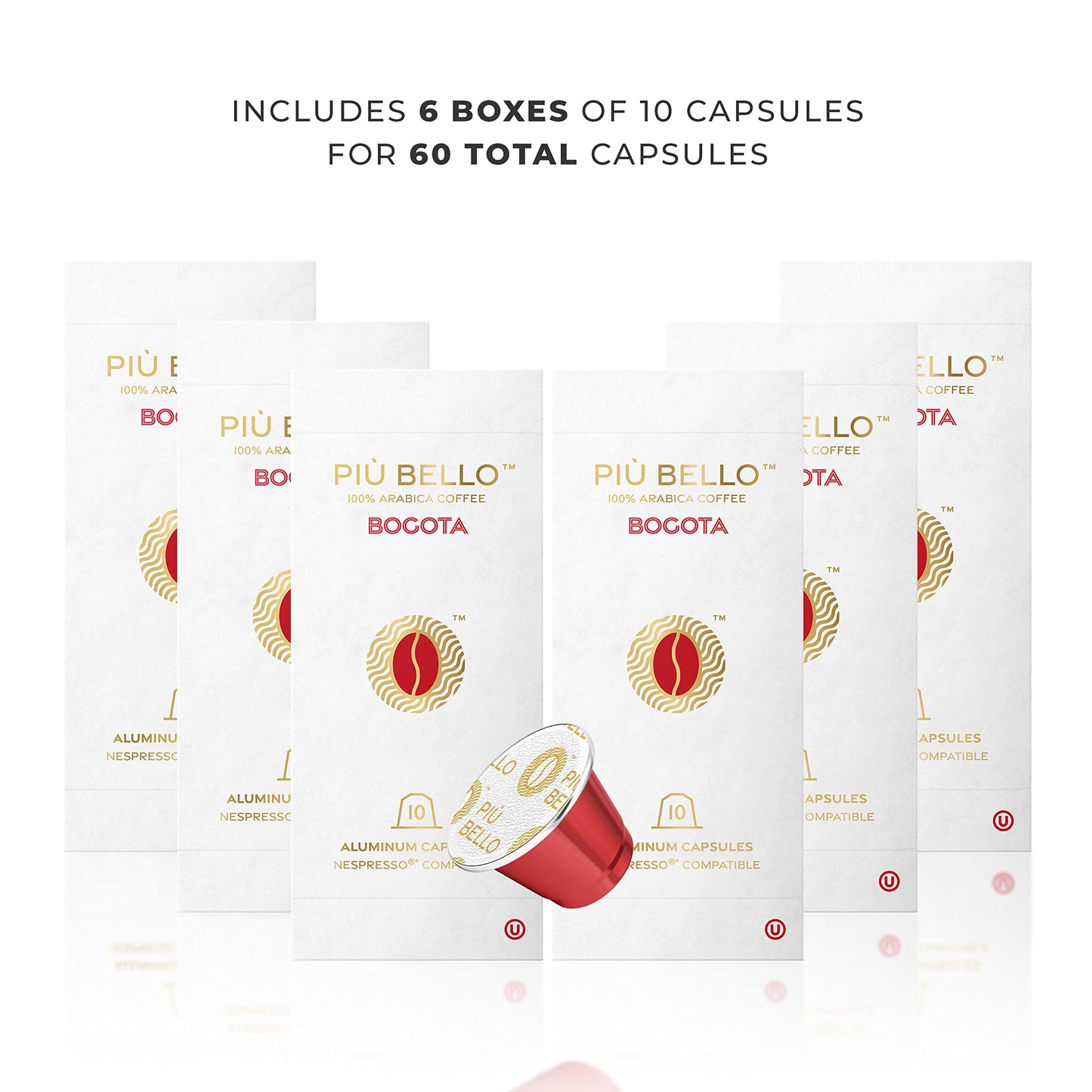 PIU BELLO Espresso Coffee Pods for Nespresso Original Machines – Strong Italian Flavor – 60 Count Pack