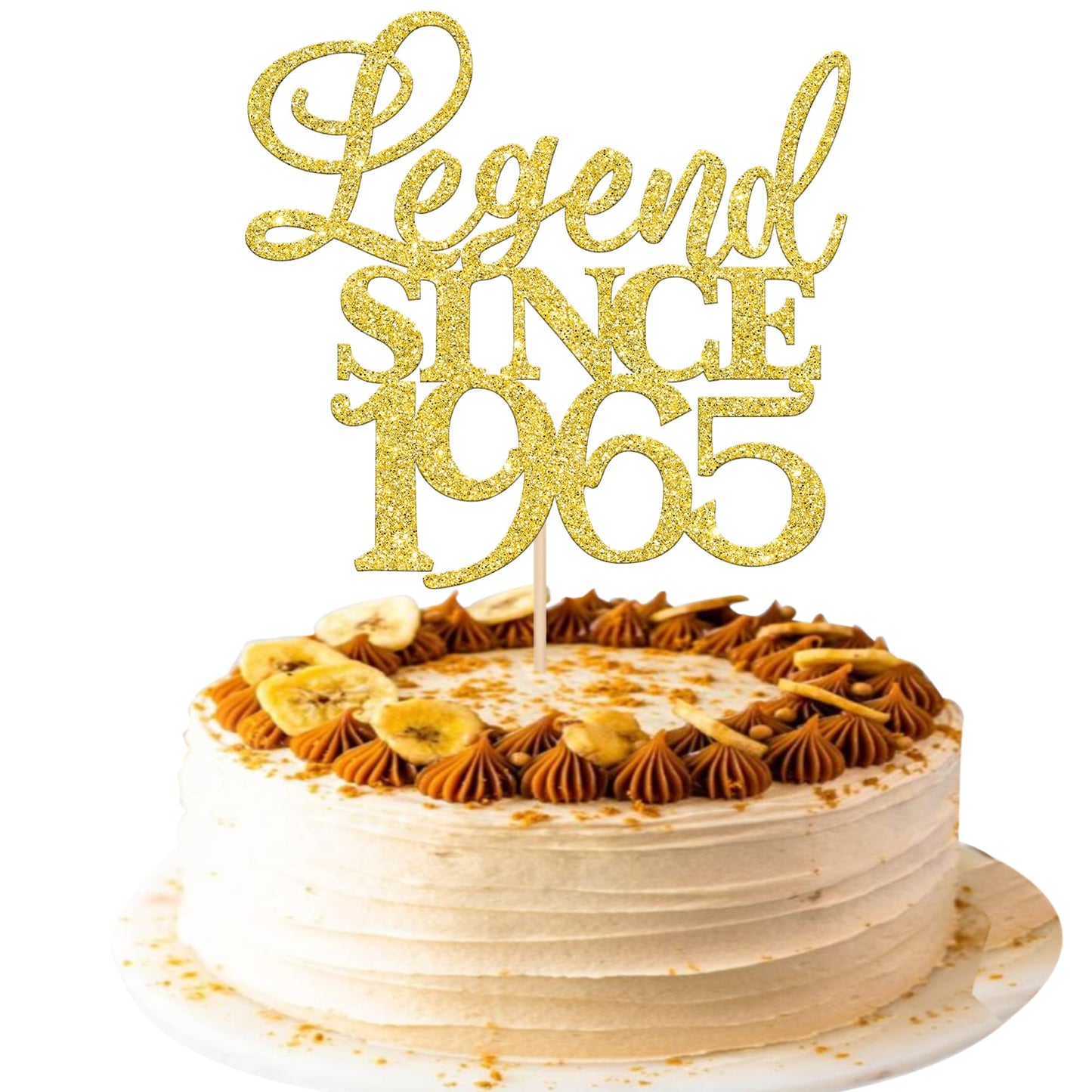 Rsstarxi Cake Topper - Legend Since 1963, Gold Glitter, for 60th Birthday and Anniversary Parties, Model XM310-gold 1963