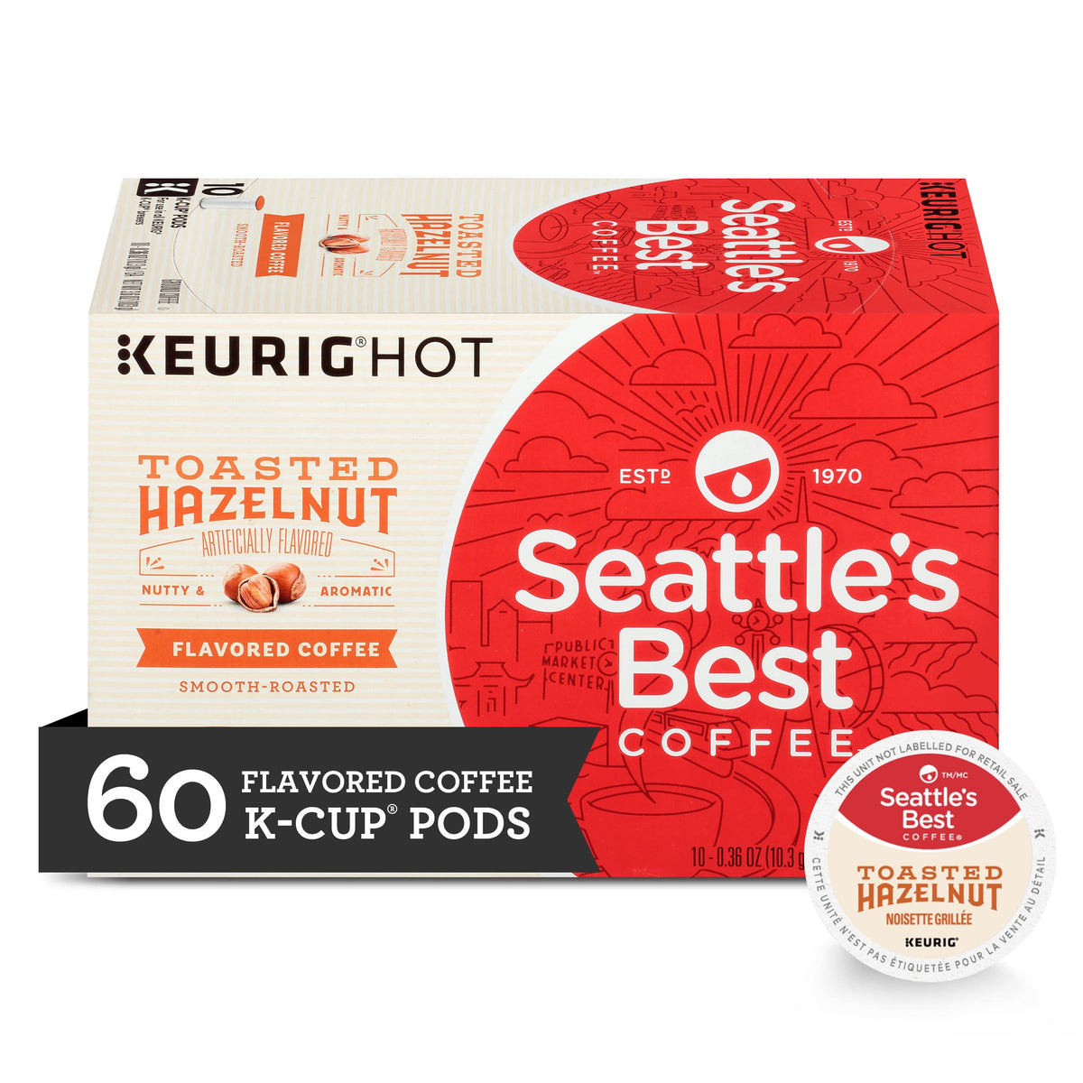 Seattle'S Best Coffee Toasted Hazelnut Flavored Medium Roast K-Cup Pods | 10 Count (Pack Of 6)