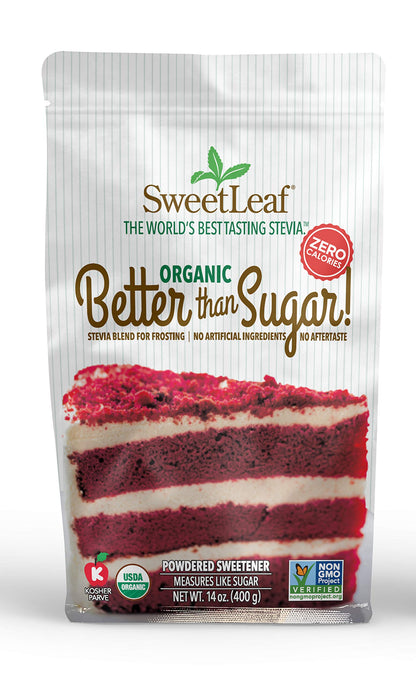 SweetLeaf Organic Better Than Sugar Sweetener - Sugar Substitute with Stevia & Erythritol, Use for Frosting, Baking, or Coffee, 