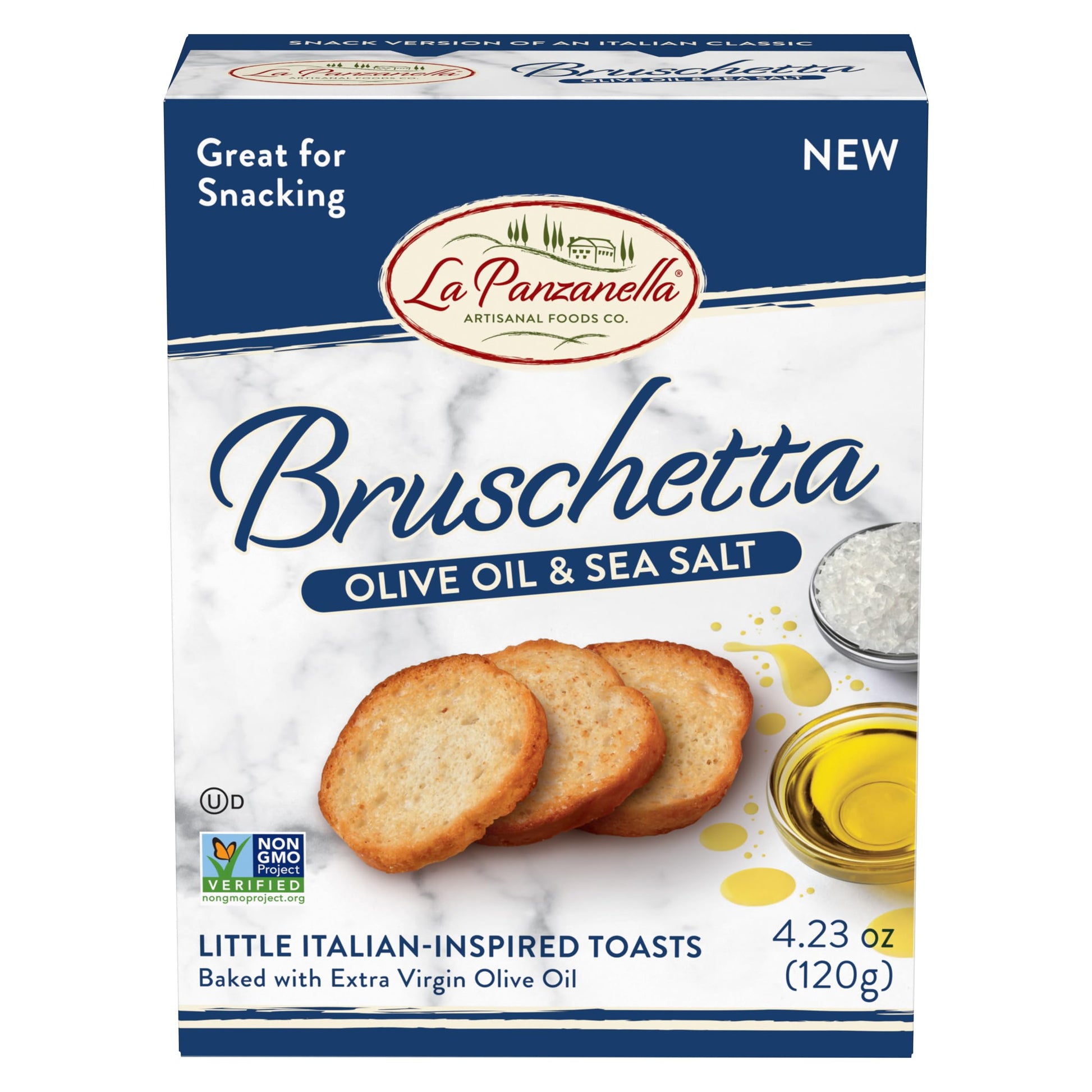 La Panzanella Olive Oil and Sea Salt Bruschetta Crackers (Pack of 12) - Italian-inspired Toasts, Made with Non-GMO Project Verif
