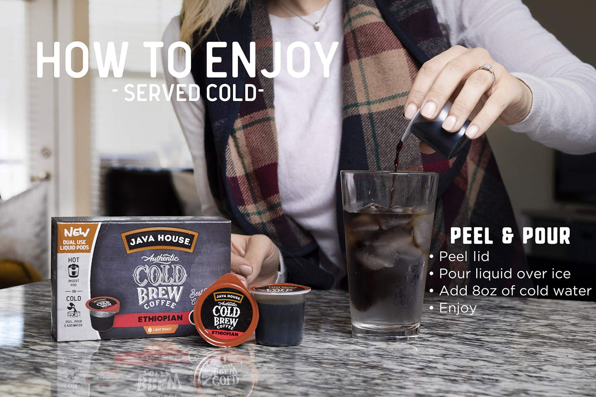 Java House Cold Brew Coffee Concentrate Single Serve Liquid Pods, Ethiopian, 1.35 Fl Oz (Pack Of 6)