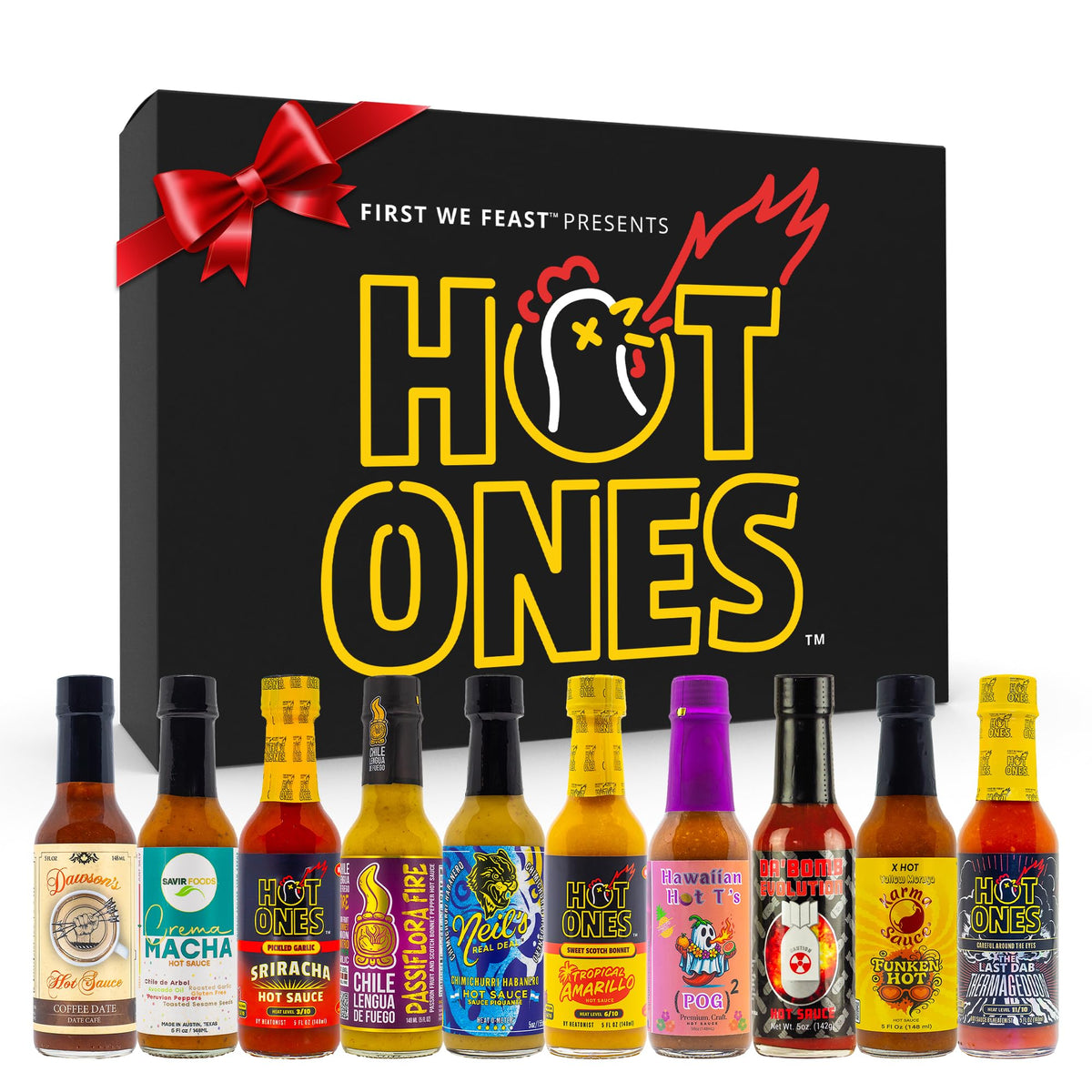 Hot Ones Hot Sauce Challenge - Season 27 - Hot Sauces Gift Sets - Variety Pack - Made With Natural Ingredients - Unique Small Batch Sampler Gift Set - 5 Fl Oz Bottles (10-Pack)