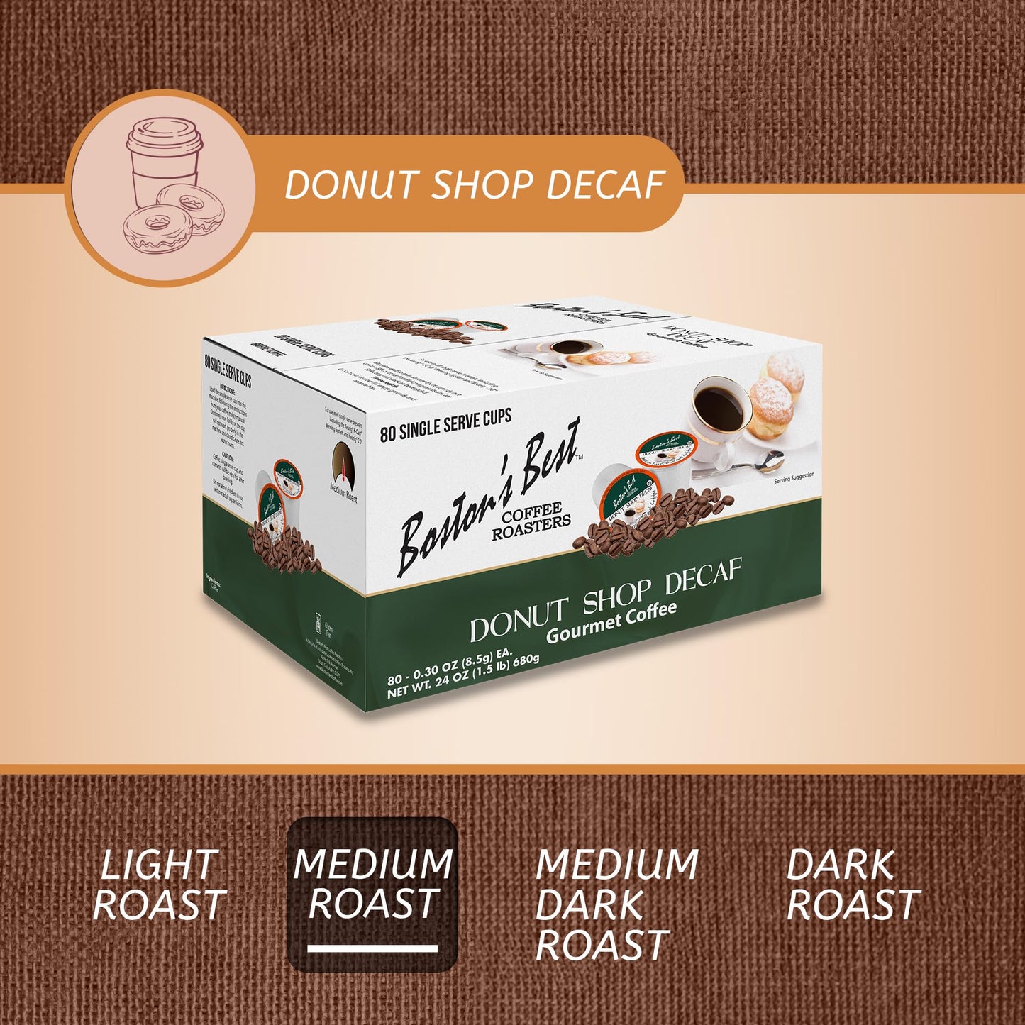 Bostons Best Decaf Medium Roast Coffee Compatible with Keurig, 80 Single Serve Cups