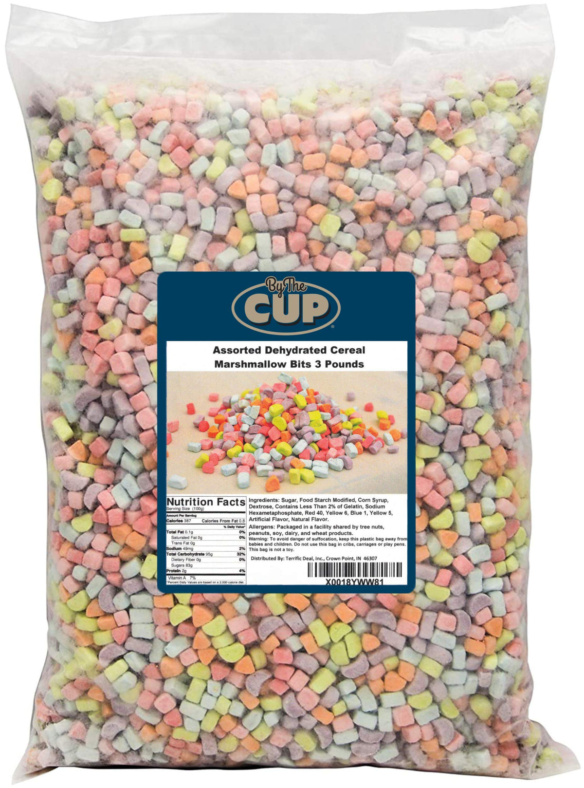 By The Cup Assorted Dehydrated Cereal Marshmallow Bits, 3 Lb Bulk Bag