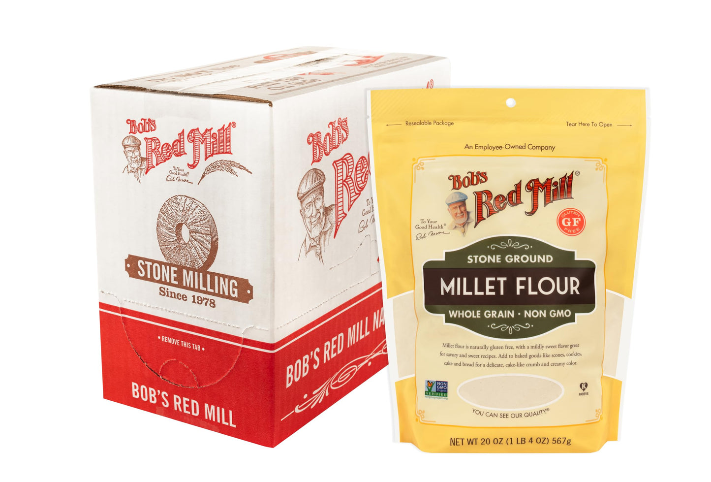 Bob s Red Mill Stone Ground Whole Grain, Millet Flour, 20 Ounce (Pack of 4)