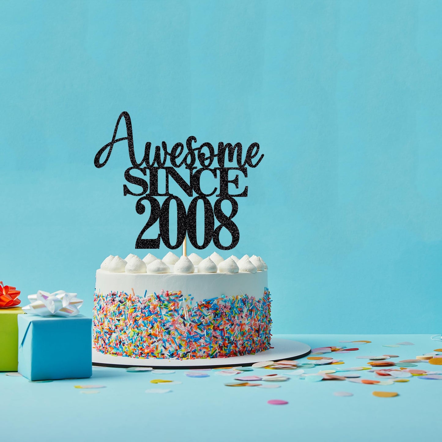 16Th Awesome Since2008 Cake Topper Cheers To 16 Years Birthday Cake Pick 16 Fabulous Cake Decoration For Happy 16Th Birthday Ann