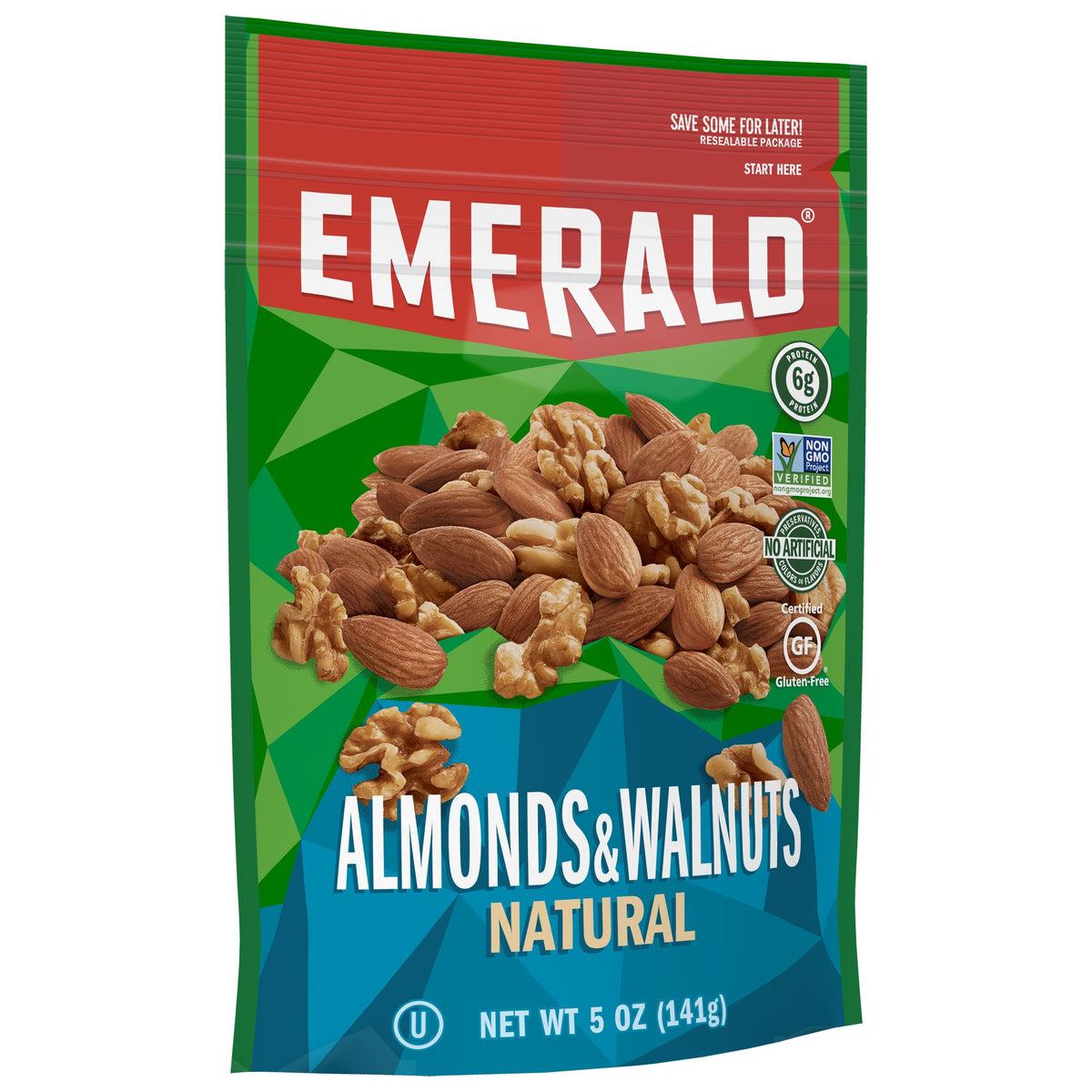 Emerald Nuts Whole Almonds (1-Pack), 5oz Resealable Bag, Kosher Certified, Non-GMO, Contains No Artificial Preservatives, Flavor